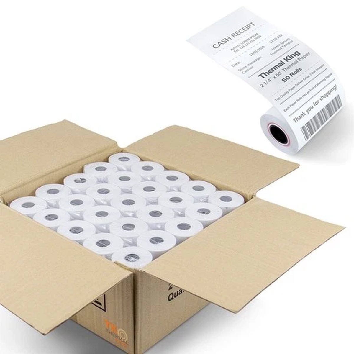 , 50 Rolls 2 1/4" 50' feet White Paper Cash Register POS Receipt, Fits All Cr...